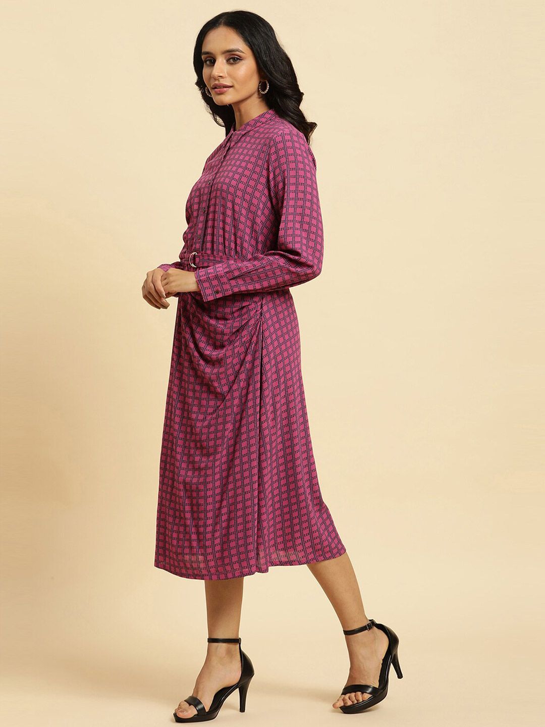 W Geometric Printed A-Line Midi Dress