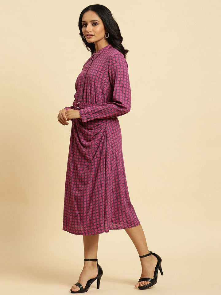 W Geometric Printed A-Line Midi Dress