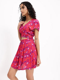 DressBerry Getaway Ready Printed Cut Out Detail A-Line Mini Dress