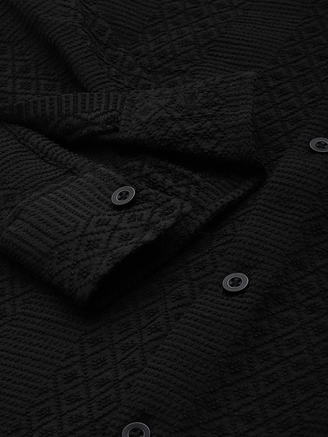 The Indian Garage Co. Self Design Textured Casual Shirt
