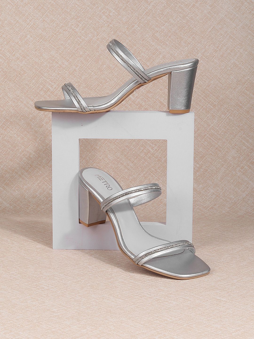 Metro Embellished Strap Block Heels