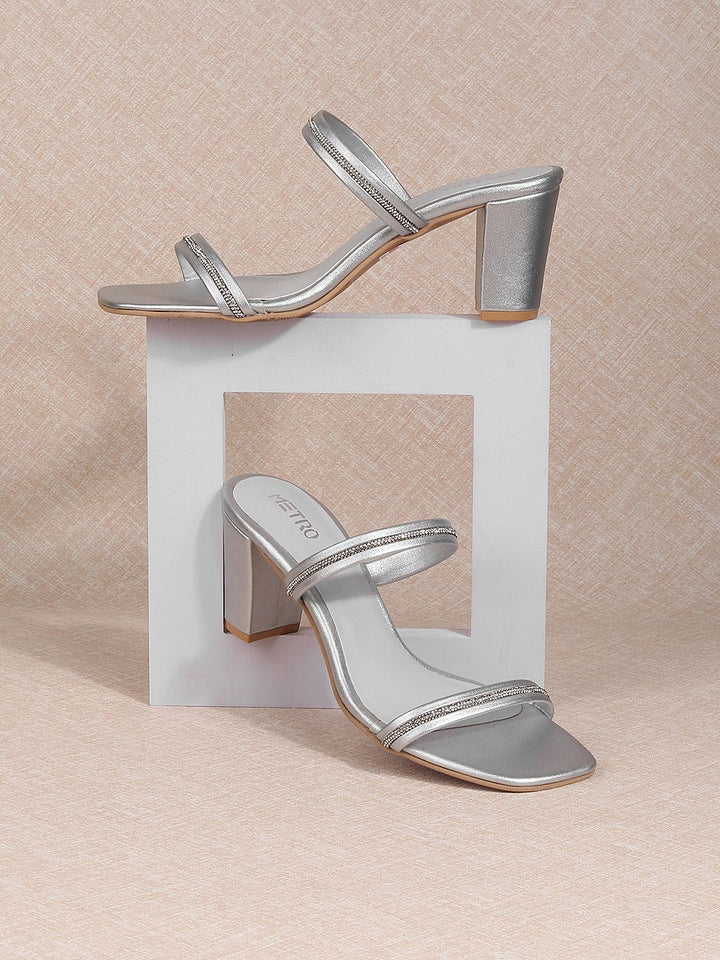 Metro Embellished Strap Block Heels