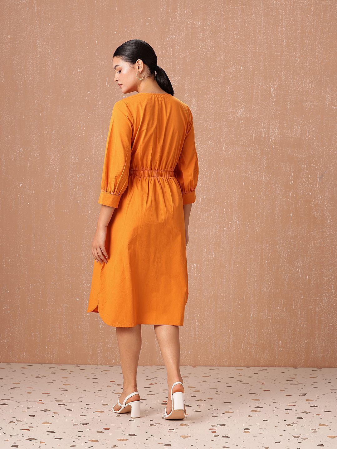 all about you A-Line Cinched Waist Pure Cotton Midi Dress