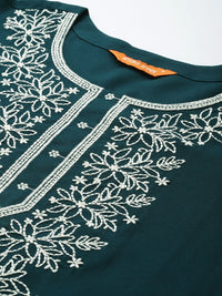 Indo Era Women Floral Embroidered Thread Work Kurta