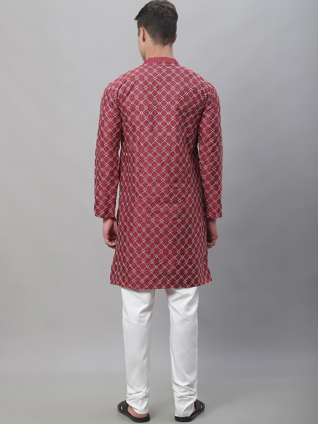 SOJANYA Embroidered Thread Work Silk Cotton Kurta with Churidar