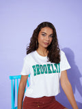 DILLINGER Women Typography Printed Pure Cotton Boxy T-shirt