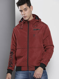 The Indian Garage Co Men Zip-Front Bomber Jacket with Detachable Hood