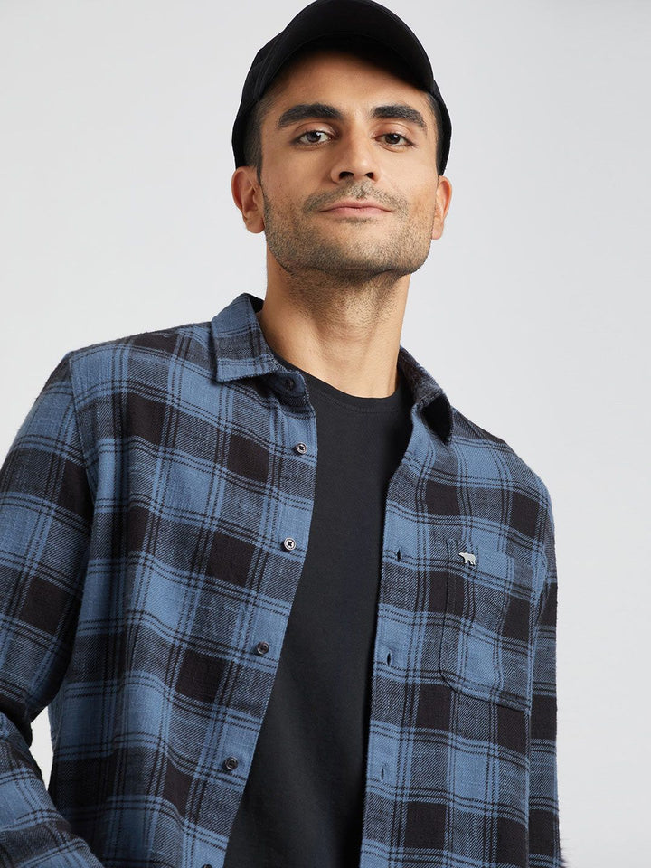 THE BEAR HOUSE Men Checked Slim Fit Comfort Cotton Casual Shirt