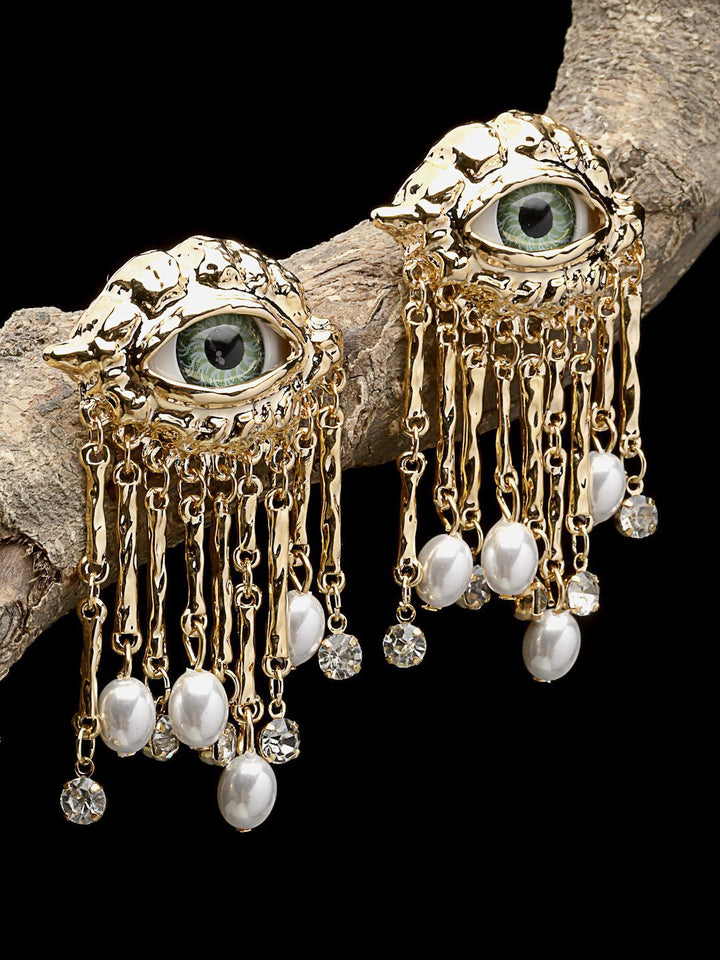 PANASH Brass Contemporary Drop Earrings
