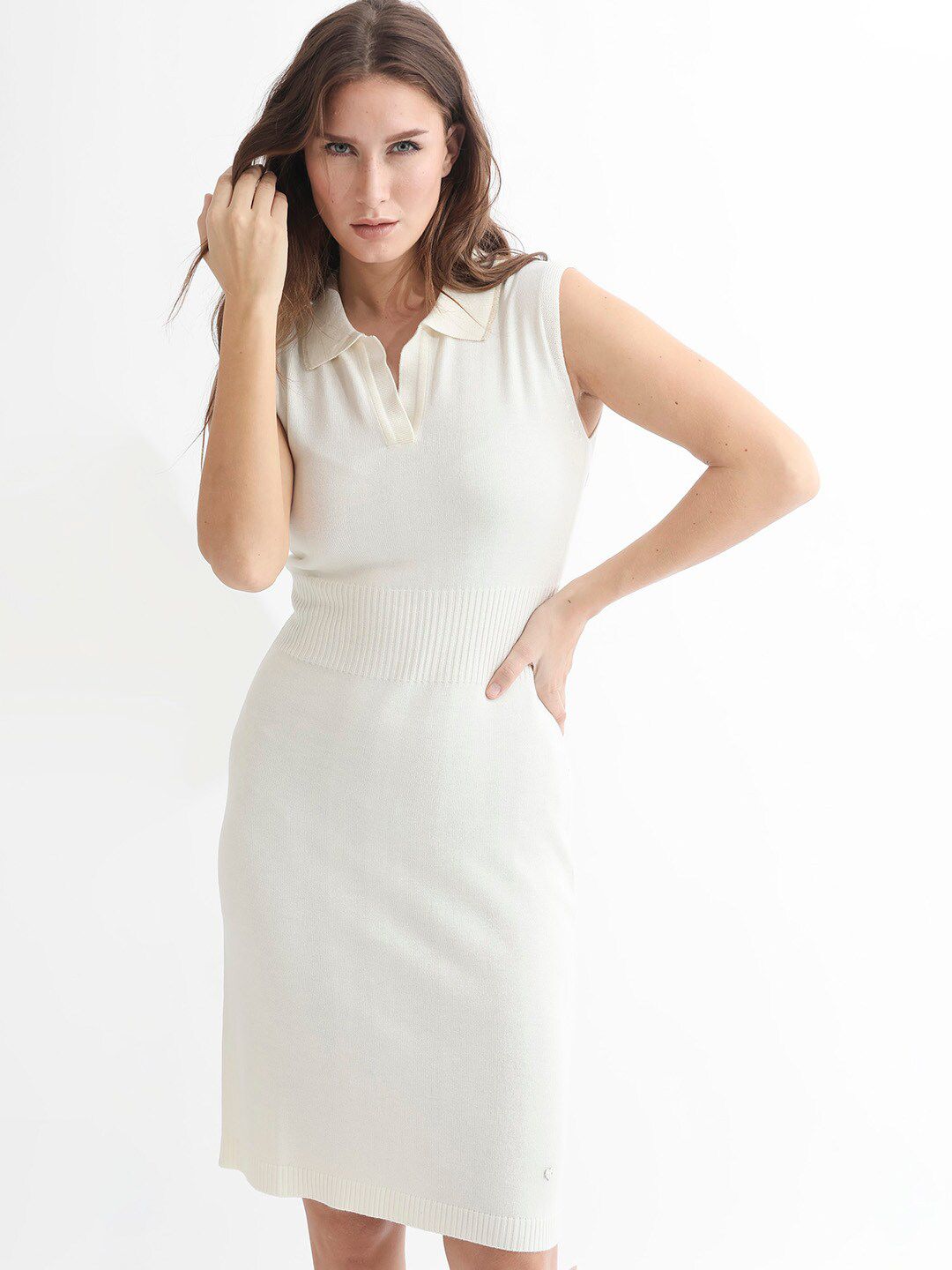 RAREISM Shirt Collar Sheath Dress