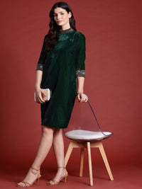 all about you Embellished Velvet Finish Sheath Dress