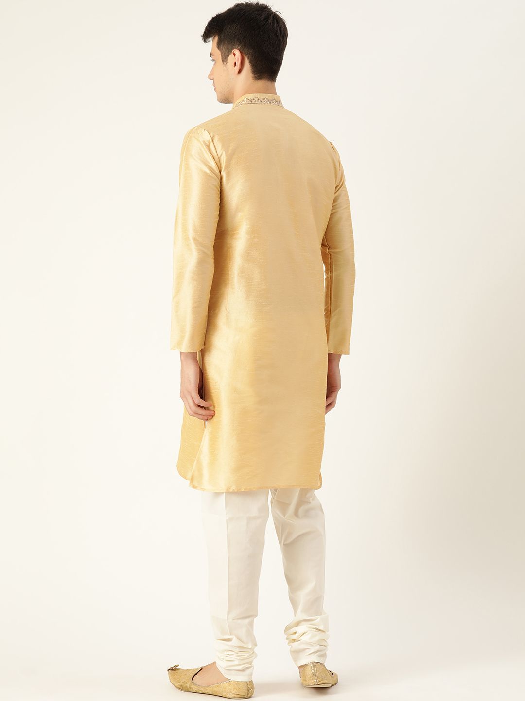 SOJANYA Men Beige Yoke Design Straight Kurta