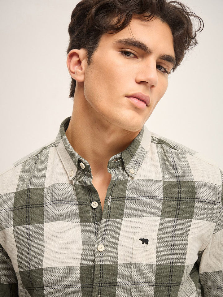THE BEAR HOUSE Men Slim Fit Tartan Checks Cotton Casual Shirt