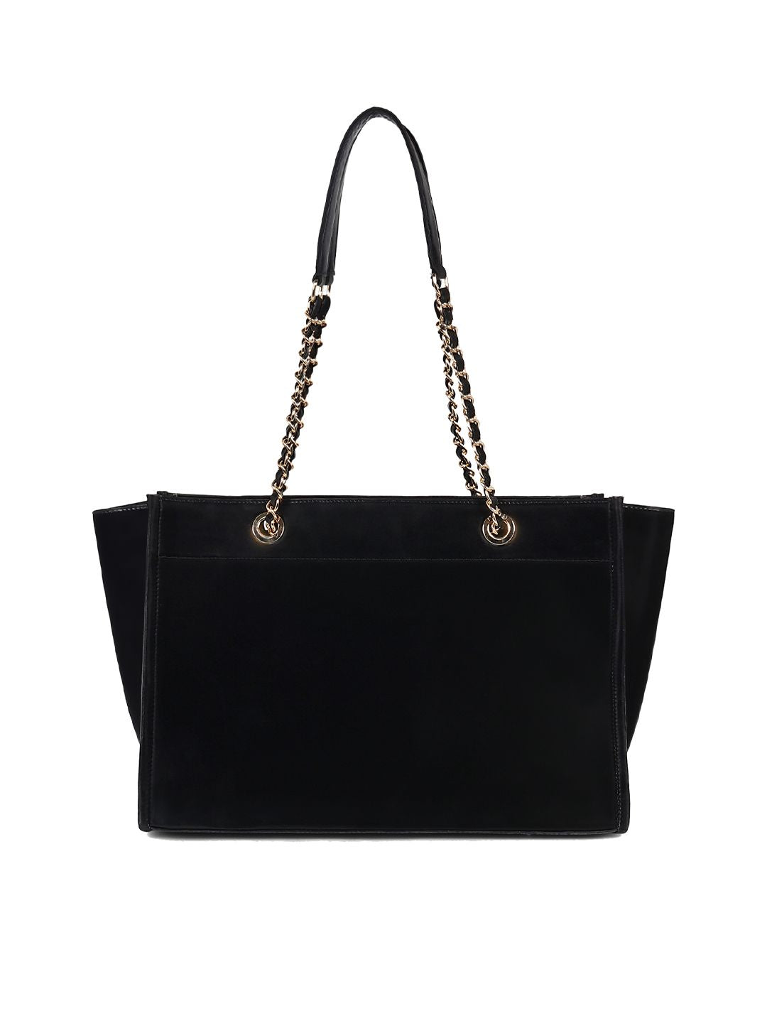Berrylush Black PU Structured Oversized Shoulder Bag