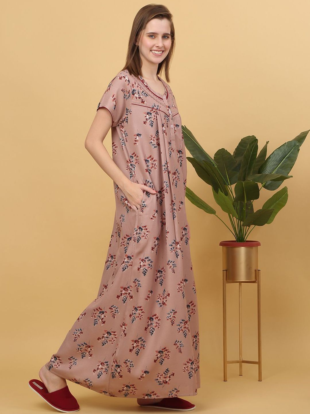 Sweet Dreams Printed pure cotton Maxi Nightdress