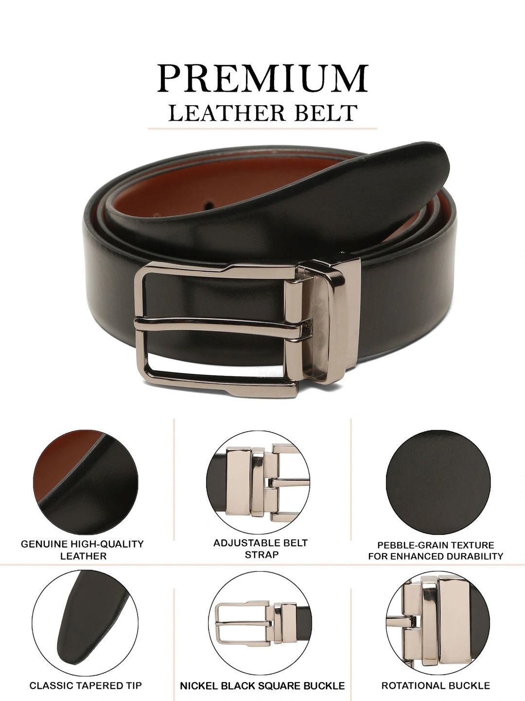 Teakwood Leathers Men Leather Reversible Formal Belt