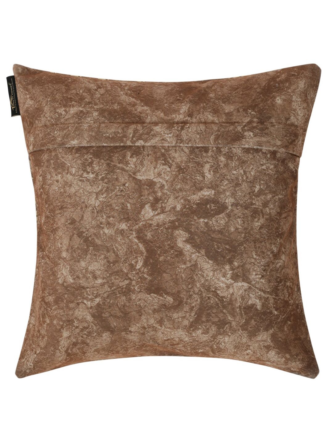 HOSTA HOMES Brown & Gold-Toned 2 Pieces Floral Velvet Square Cushion Covers