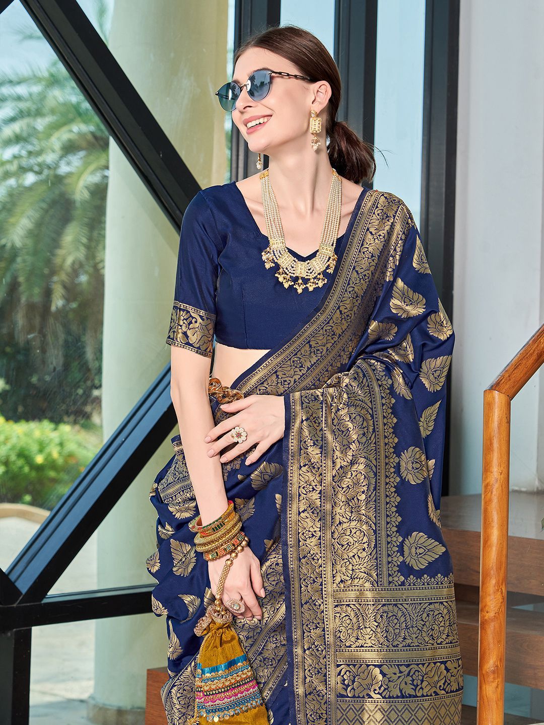 KALINI Ethnic Motifs Zari Banarasi Saree