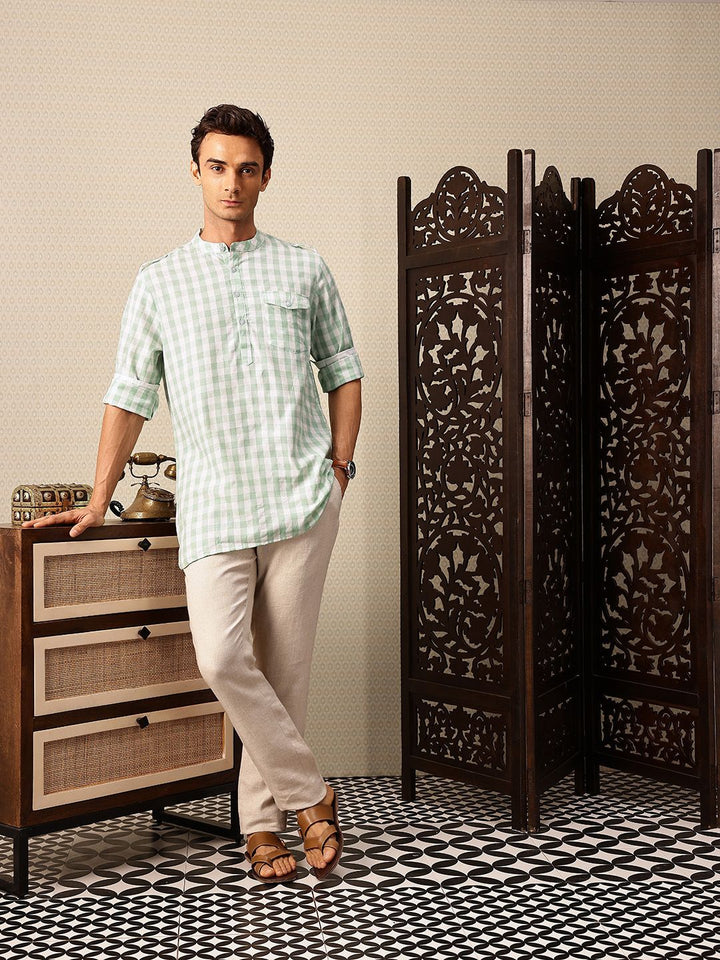 House of Pataudi Checked Pakistani Style Rozana Kurta