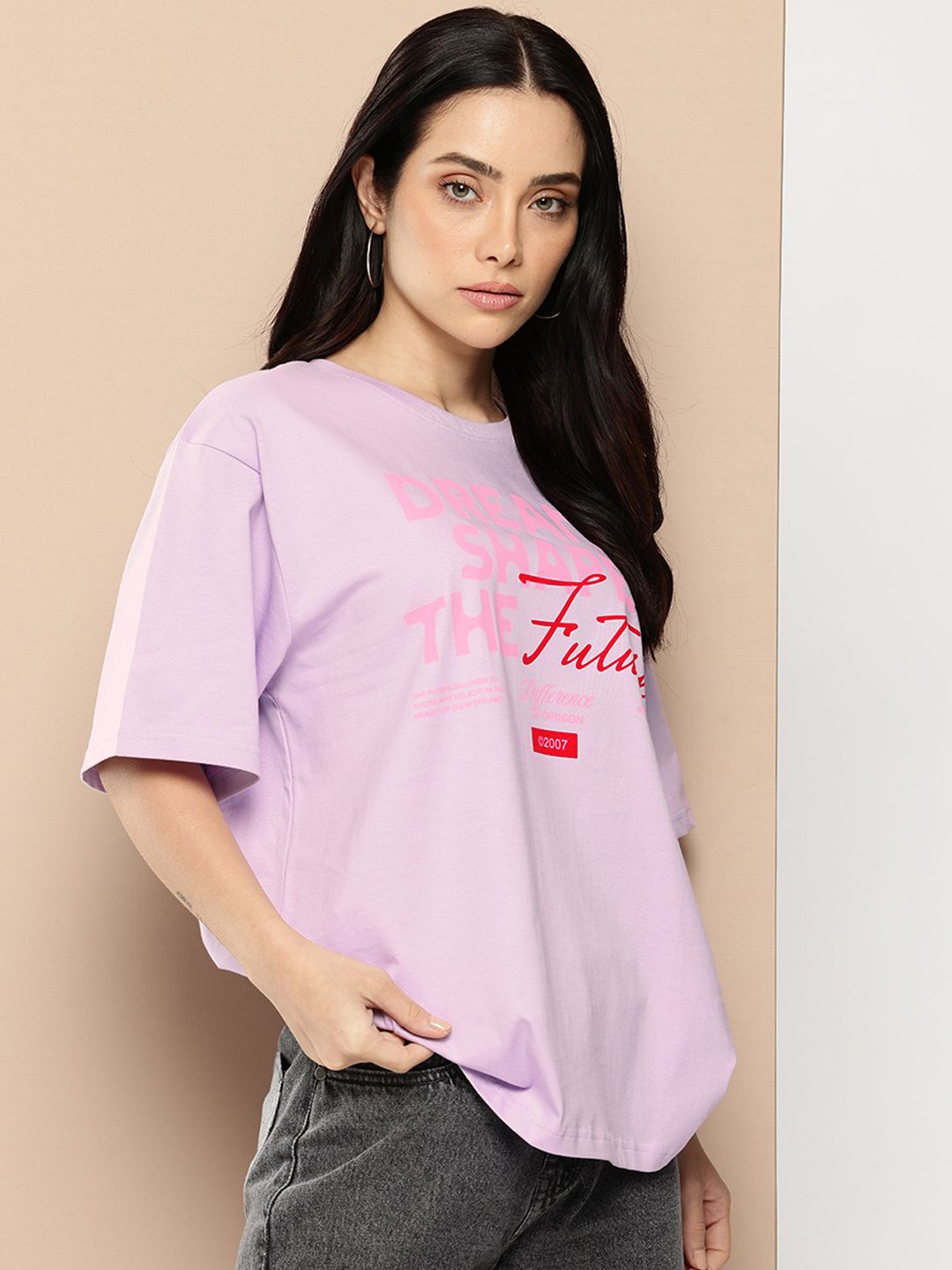 Difference Of Opinion Women Short Sleeve Oversized Printed Tshirt