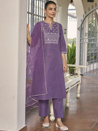 KALINI Floral Embroidered Regular Thread Work Straight Kurta With Trousers & Dupatta