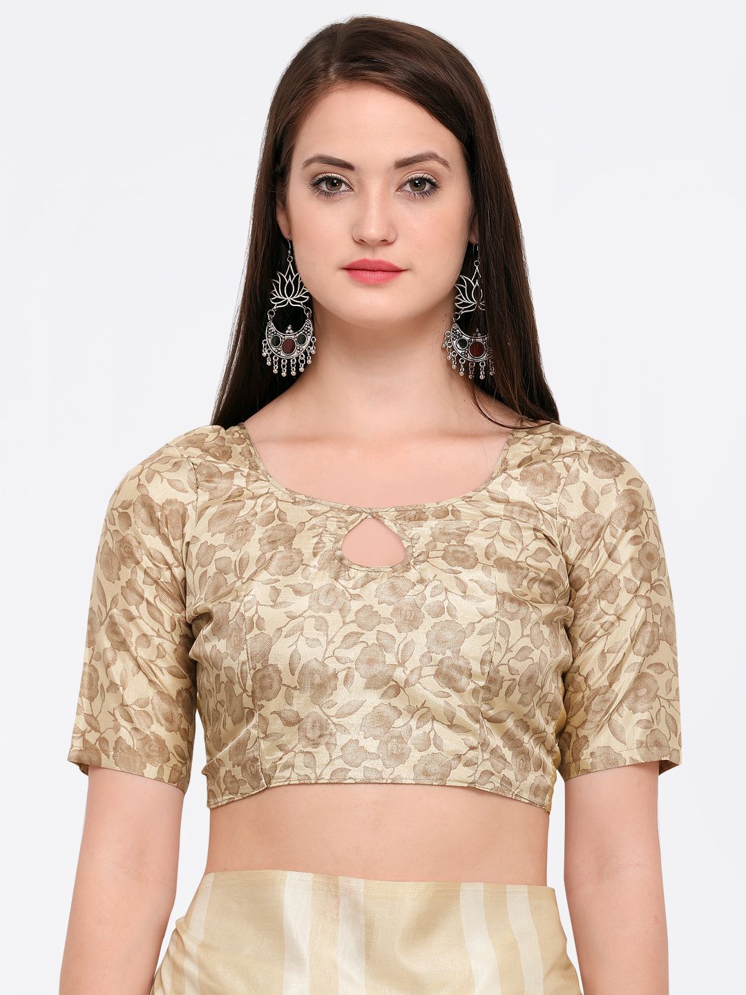 Saree mall Beige & Off-White Silk Blend Printed Saree
