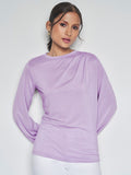 AND Boat Neck Cuffed Sleeves Top