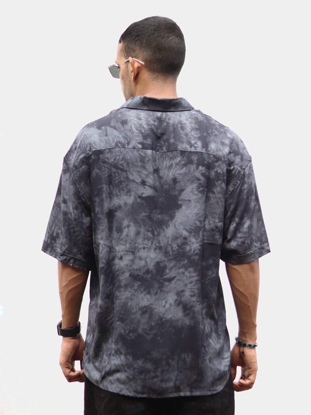 Powerlook Grey India Slim Oversize Opaque Tie & Dye Casual Shirt