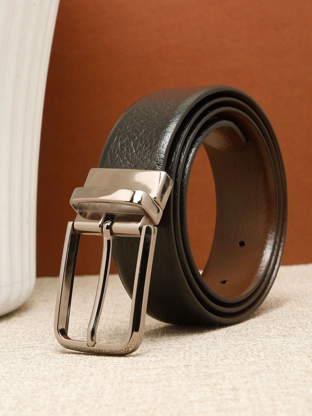 Teakwood Leathers Men Textured Leather Reversible Belt