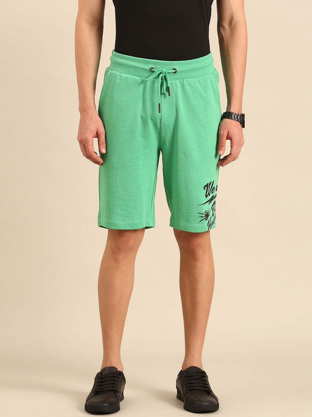 Being Human Men Pure Cotton Brand Logo Printed Regular Shorts