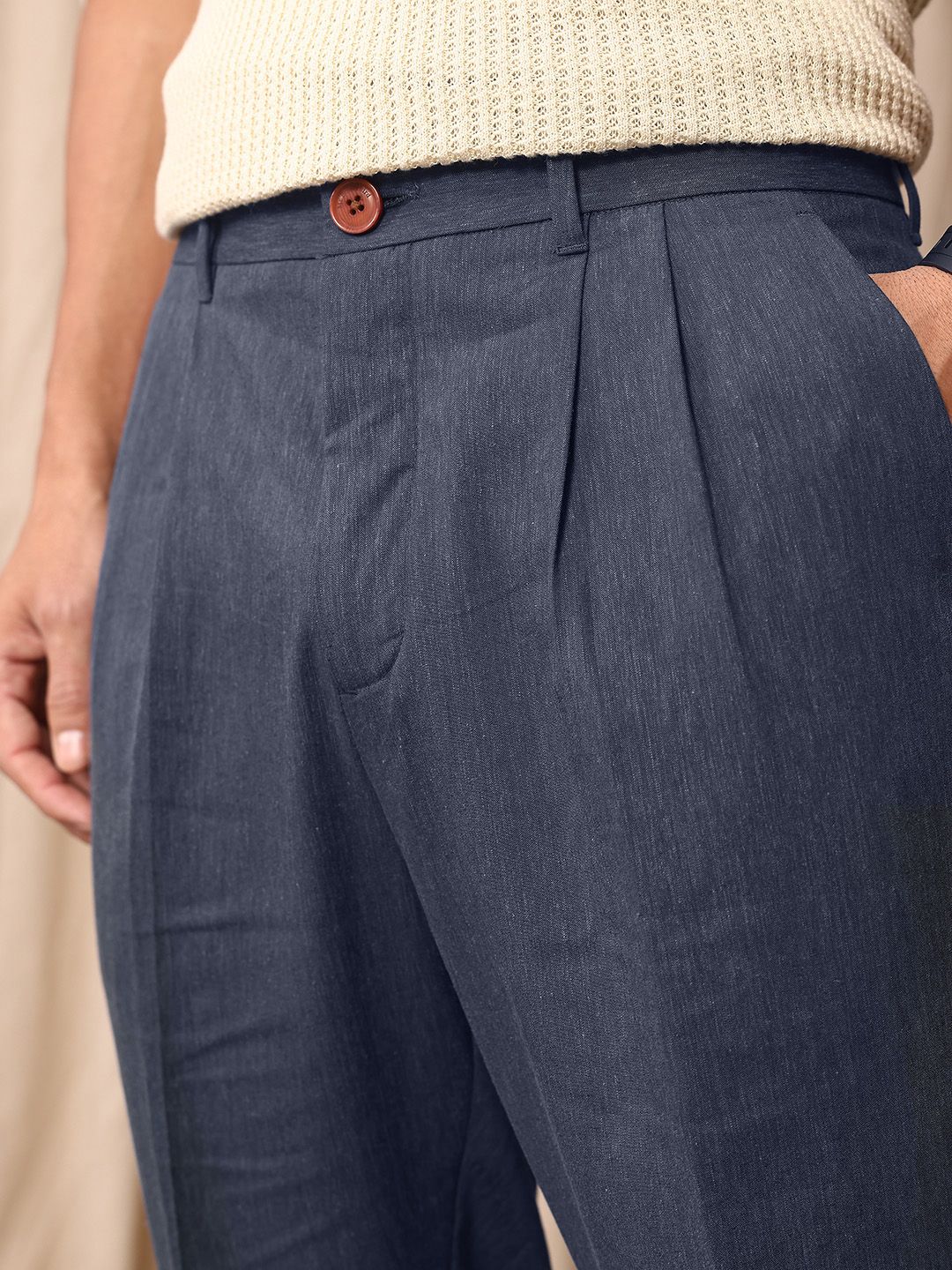 Mr Bowerbird Men Liberal Fit Pleated Trousers