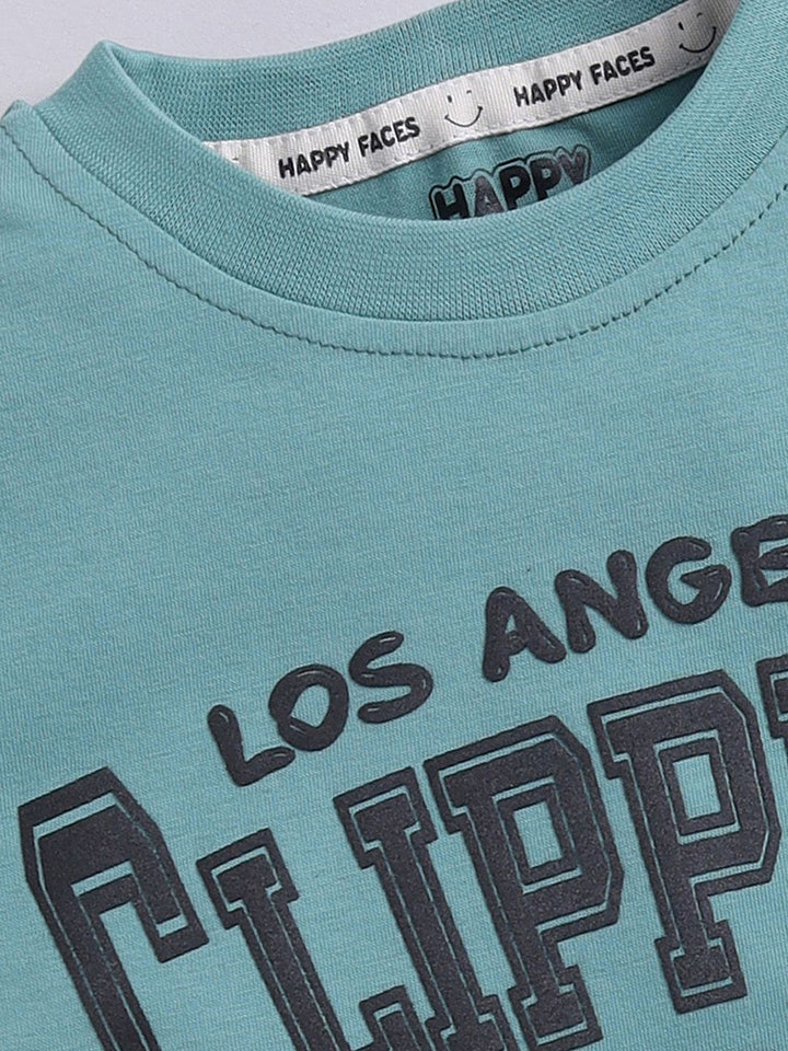 Happy Faces Boys Typography Printed Pure Cotton T-shirt