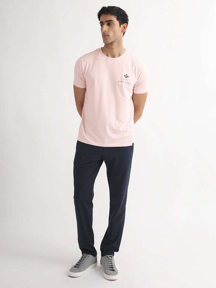 RARE RABBIT Men Castel Round Neck Cotton Slim Fit T-Shirt