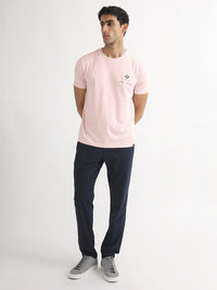 RARE RABBIT Men Castel Round Neck Cotton Slim Fit T-Shirt