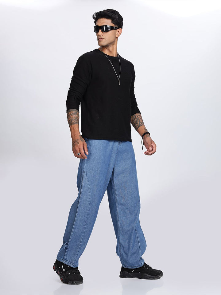 Eszett Men Blue Comfort Regular Fit Mid-Rise Cotton Jeans