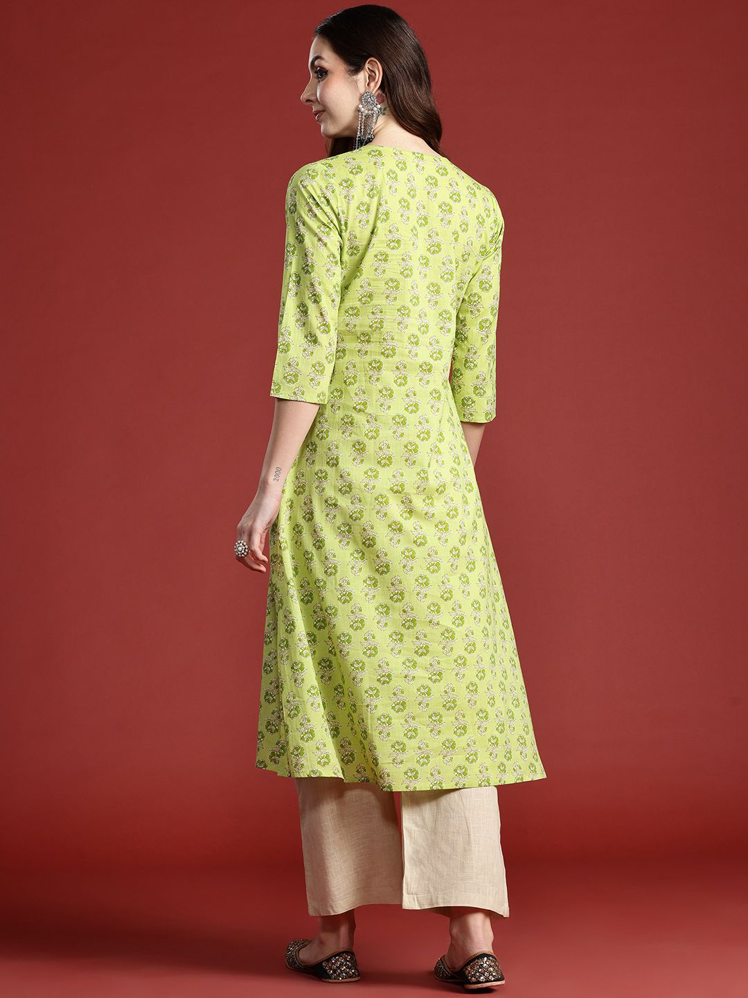 Indo Era Women Floral Printed Pure Cotton Kurta