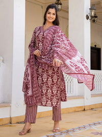 KALINI Ethnic Motifs Printed Straight Kurta with Trousers & Dupatta