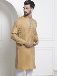 SOJANYA Lelaki Motif Etnik Kuning Mustard Sulam Kurta