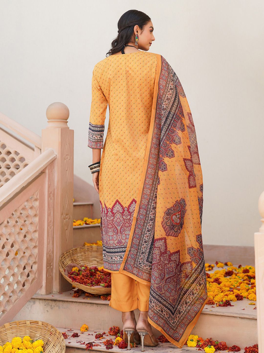KALINI Women Ethnic Motifs Printed Regular Kurta with Trousers & With Dupatta
