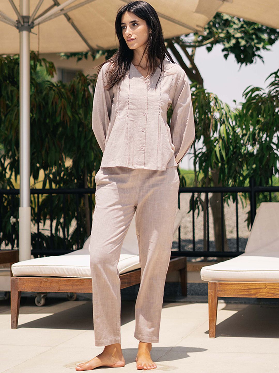 SANSKRUTIHOMES V-Neck Pure Cotton Night suit