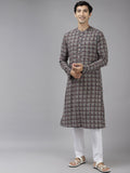 See Designs Men Navy Blue Printed Pure Cotton Kurta with Trousers