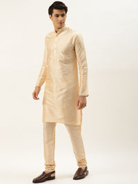 SOJANYA Men Beige & Blue Kurta with Churidar