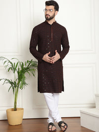 SOJANYA Embroidered Sequinned Pure Cotton Kurta with Churidar