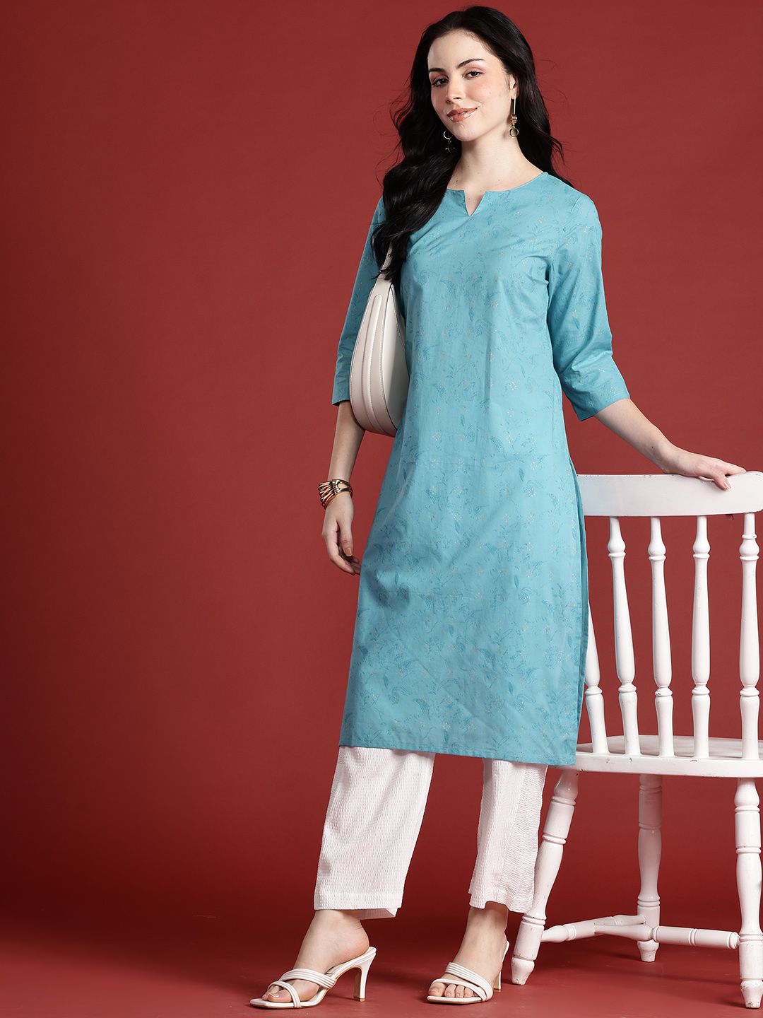 Anouk Women Floral Printed Pure Cotton Kurta