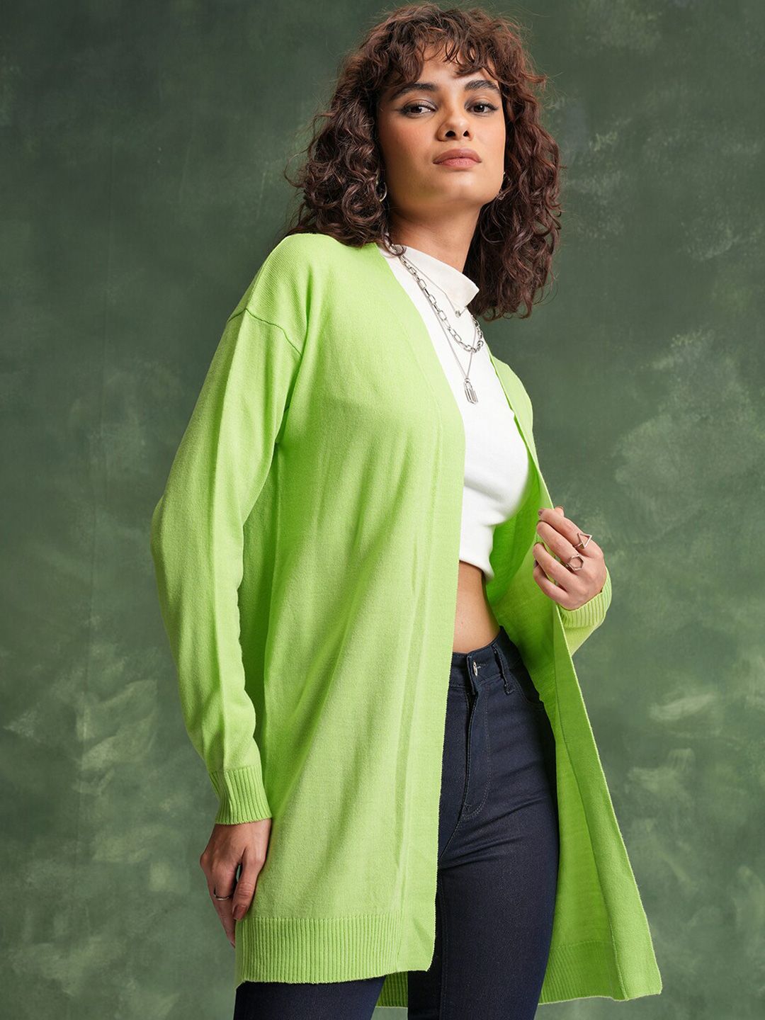 Tokyo Talkies Acrylic Longline Cardigan