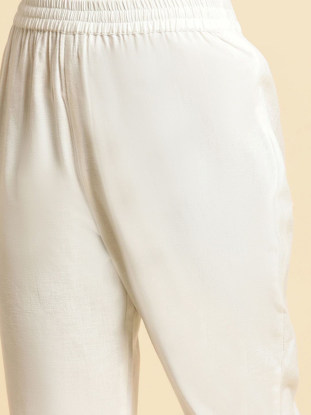 W Women Slim Fit Mid-Rise Cotton Regular Trousers