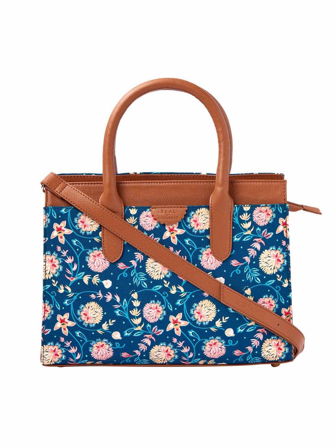 TEAL BY CHUMBAK Floral Printed Structured Sling Bag