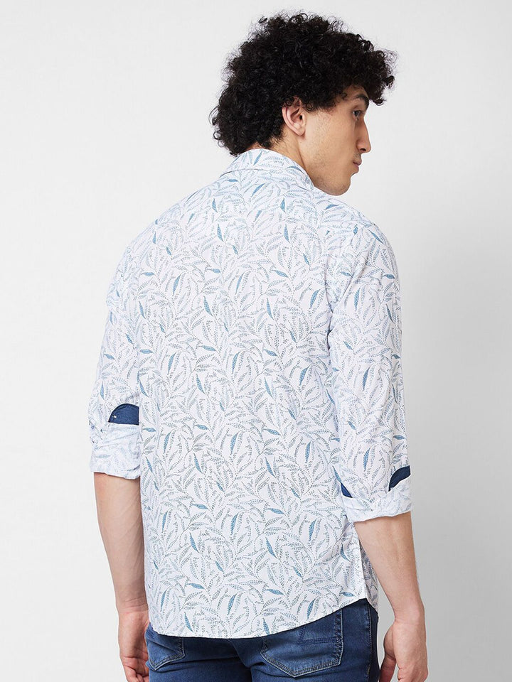 SPYKAR Printed Spread Collar Cotton Casual Shirt