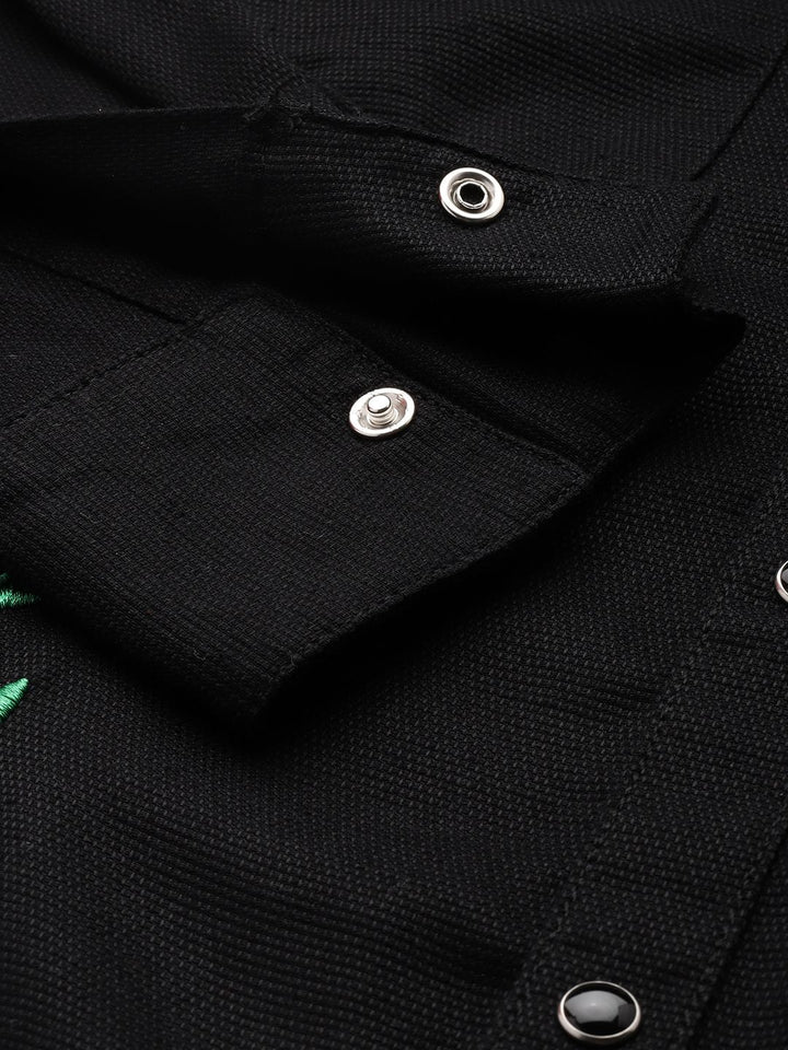 The Indian Garage Co Pure Cotton Floral Embroidered Casual Shirt