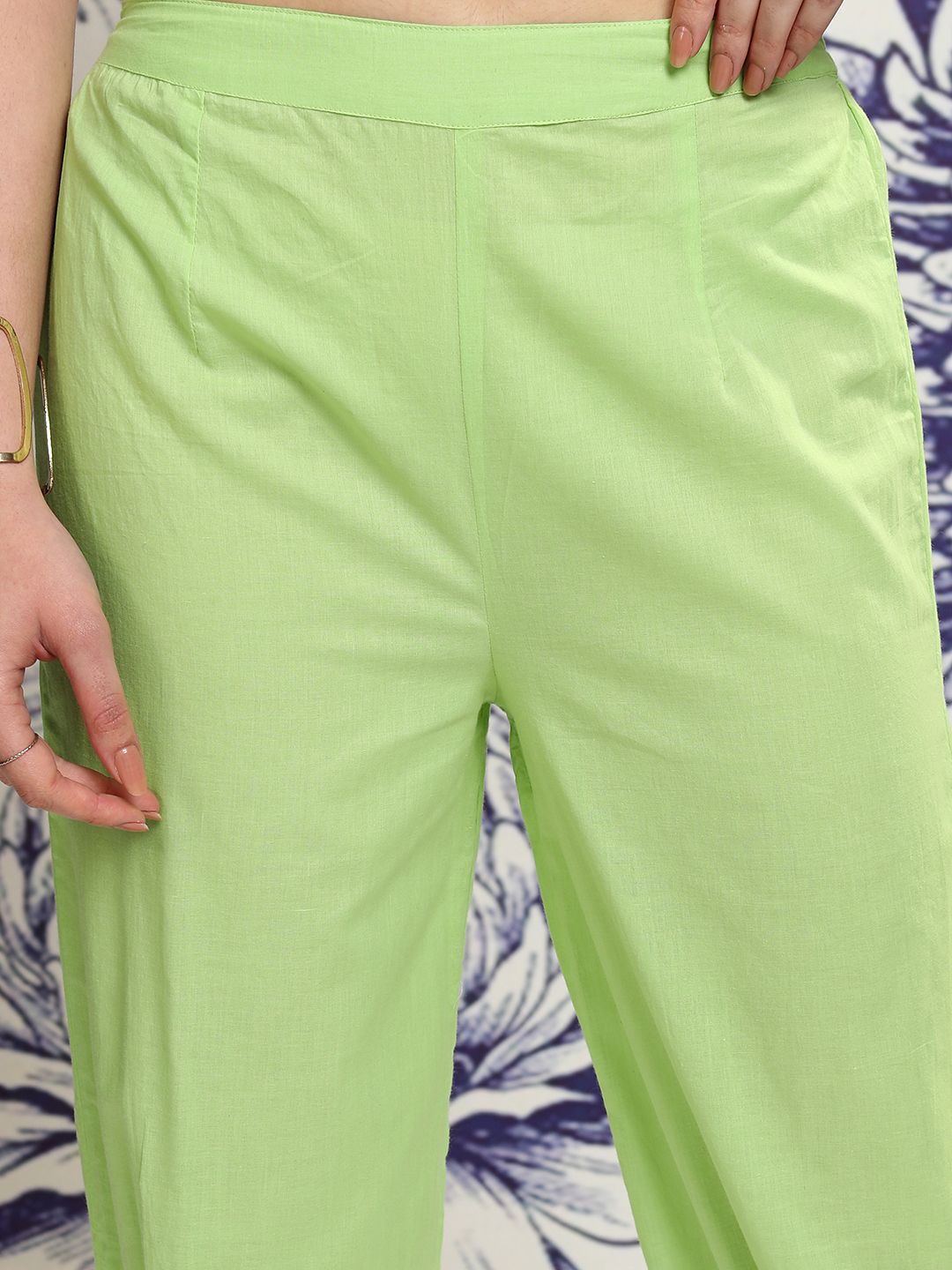 Vishudh Green Printed Pure Cotton Tunic & Trousers